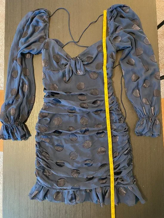 For Love & Lemons Lula Dress β Size XS β Navy Blue β Mini β Cocktail Dress - Picture 10 of 13